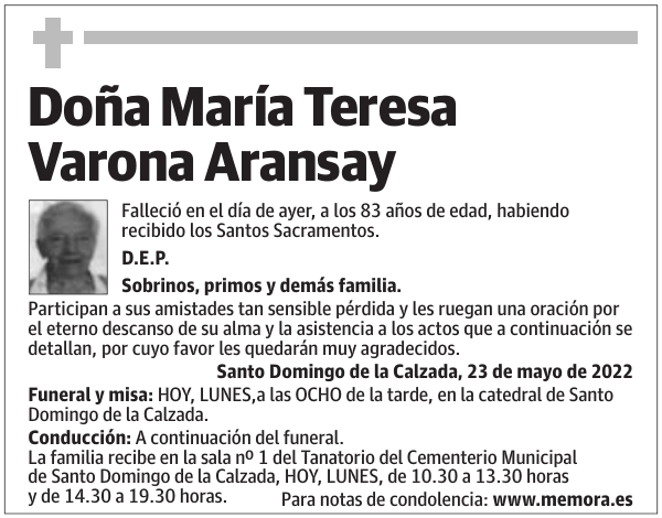 Doña  María  Teresa  Varona  Aransay