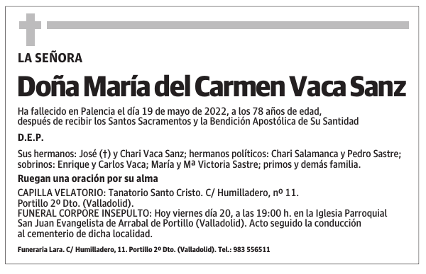 Doña María del Carmen Vaca Sanz