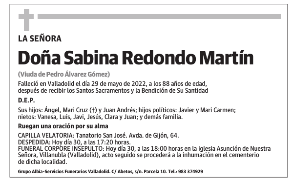 Doña Sabina Redondo Martín