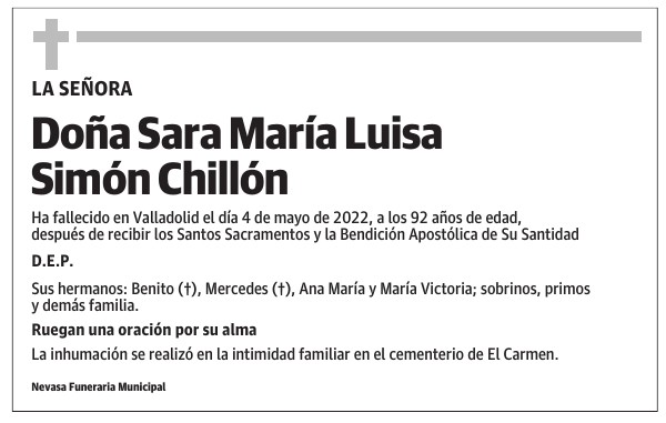 Doña Sara María Luisa Simón Chillón