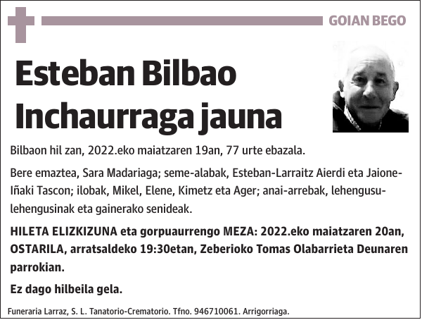 Esteban Bilbao Inchaurraga
