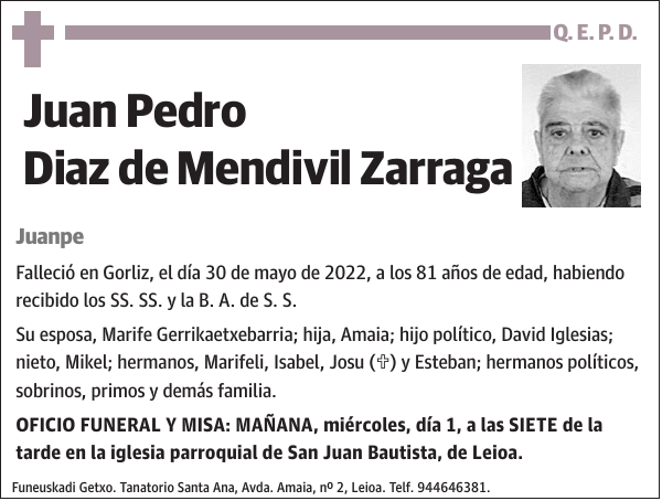 Juan Pedro Diaz de Mendivil Zarraga