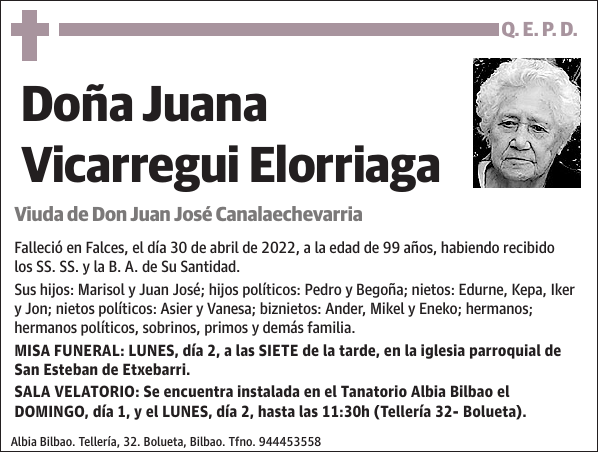 Juana Vicarregui Elorriaga
