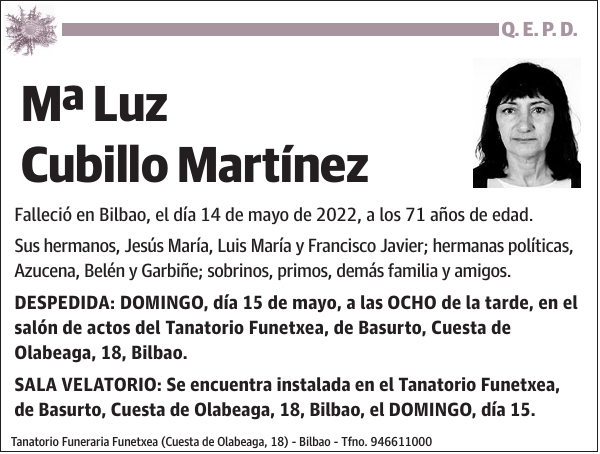 Mª Luz Cubillo Martínez