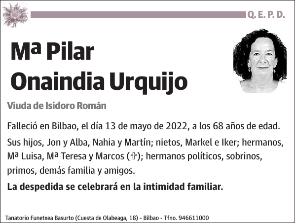 Mª Pilar Onaindia Urquijo