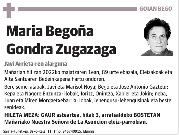 Maria Begoña Gondra Zugazaga