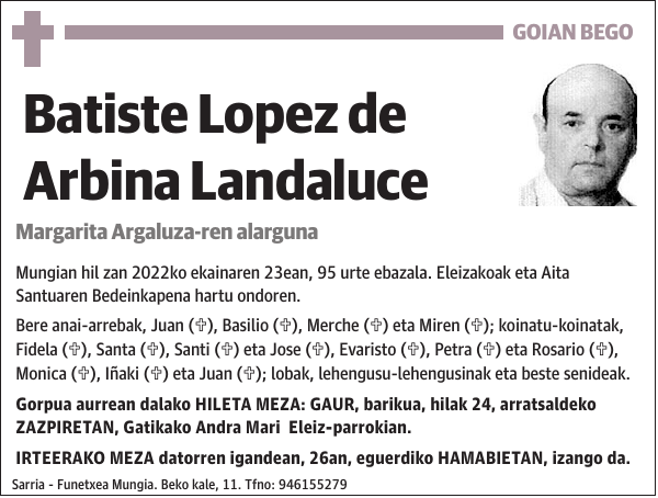 Batiste Lopez de Arbina Landaluce