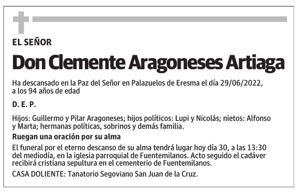 Don Clemente Aragoneses Artiaga