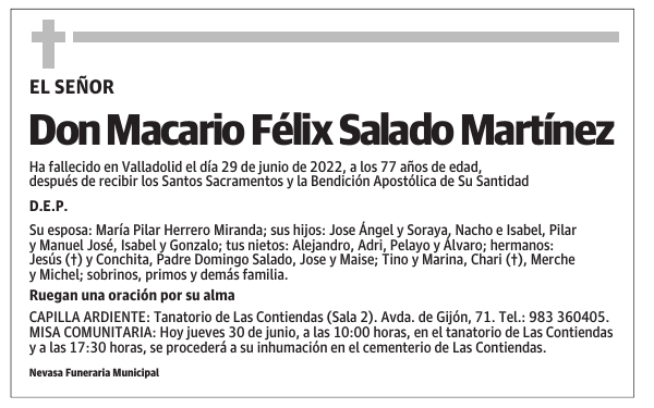 Don Macario Félix Salado Martínez