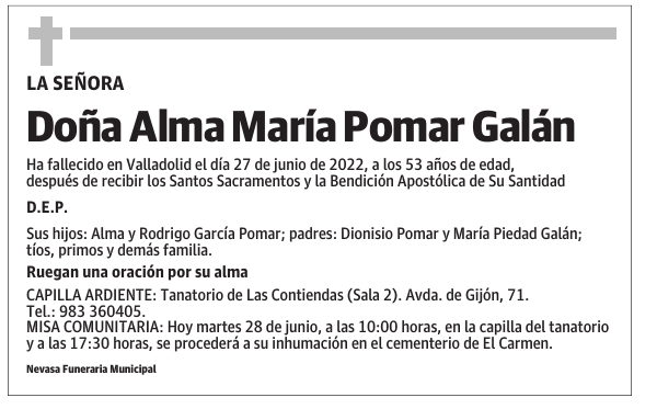 Doña Alma María Pomar Galán