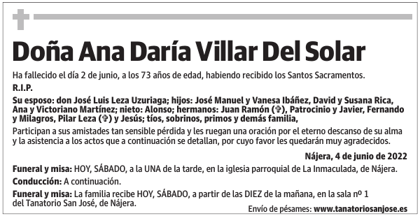 Doña  Ana  Daría  Villar  Del  Solar