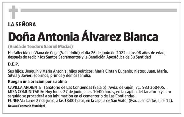 Doña Antonia Álvarez Blanca