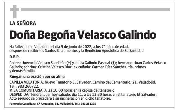 Doña Begoña Velasco Galindo