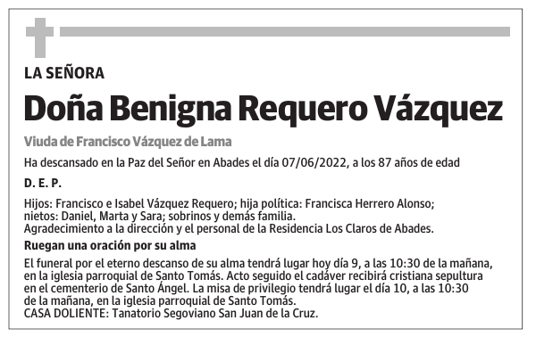 Doña Benigna Requero Vázquez