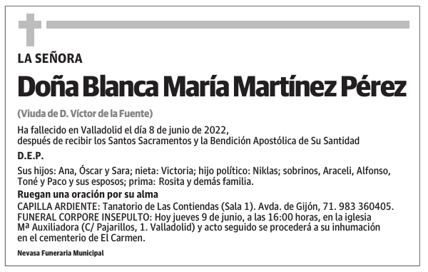 Doña Blanca María Martínez Pérez