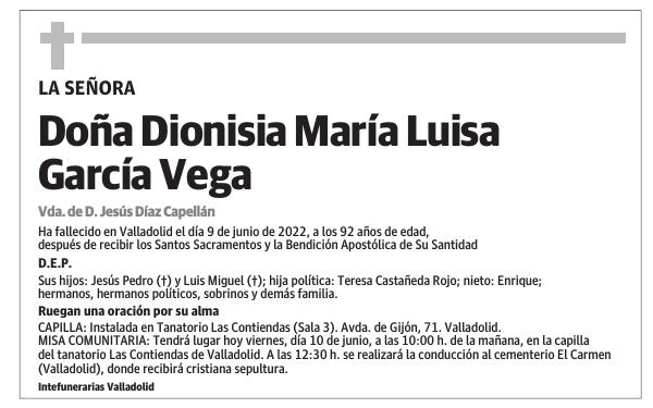 Doña Dionisia María Luisa García Vega