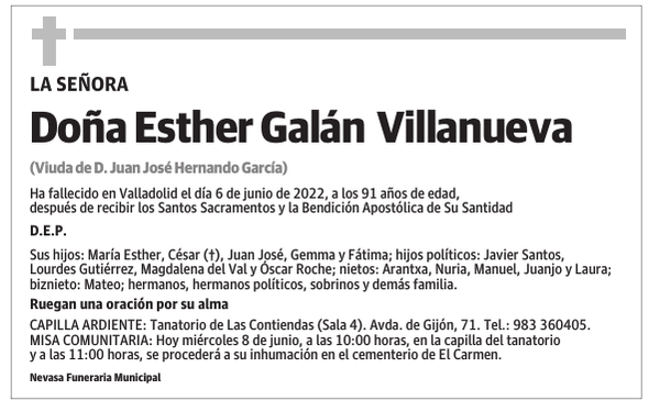 Doña Esther Galán Villanueva