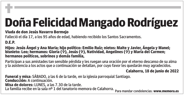 Doña  Felicidad  Mangado  Rodríguez