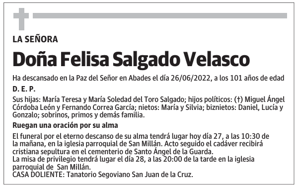 Doña Felisa Salgado Velasco