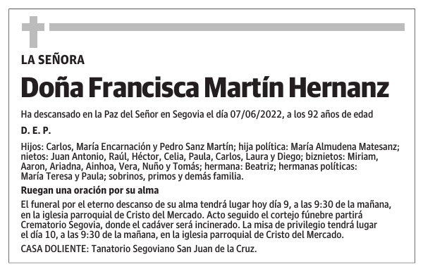 Doña Francisca Martín Hernanz