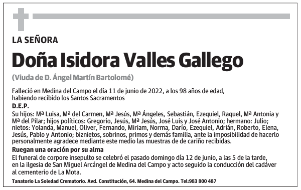 Doña Isidora Valles Gallego