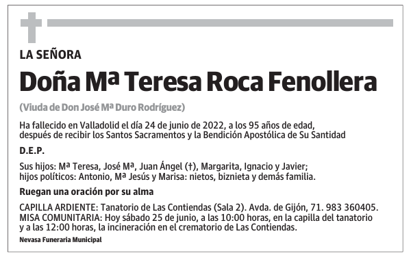 Doña Mª Teresa Roca Fenollera