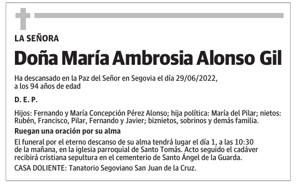 Doña María Ambrosia Alonso Gil