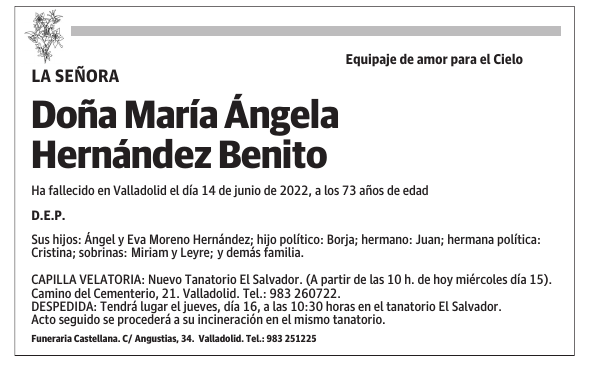 Doña María Ángela Hernández Benito