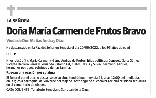 Doña María Carmen de Frutos Bravo