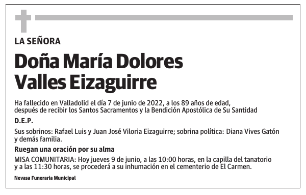 Doña María Dolores Valles Eizaguirre