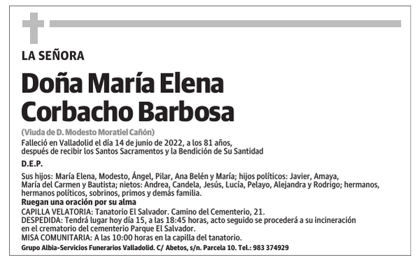 Doña María Elena Corbacho Barbosa