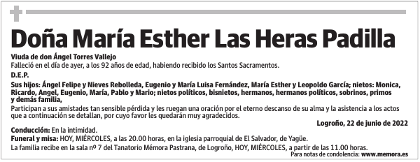 Doña  María  Esther  Las  Heras  Padilla