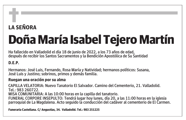Doña María Isabel Tejero Martín