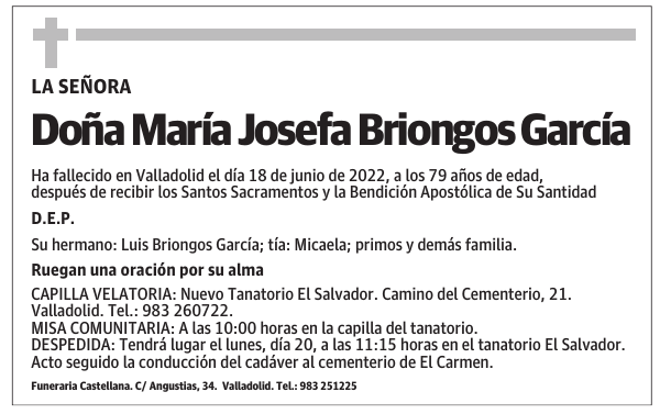 Doña María Josefa Briongos García