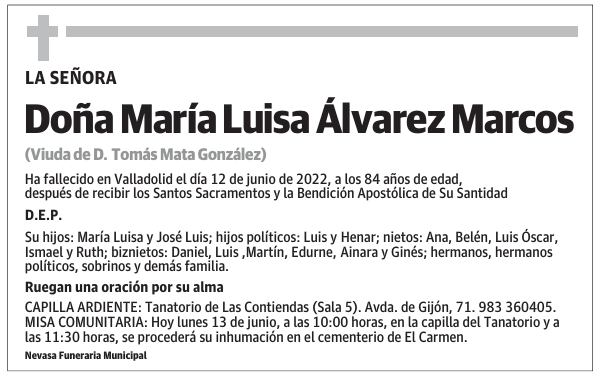 Doña María Luisa Álvarez Marcos