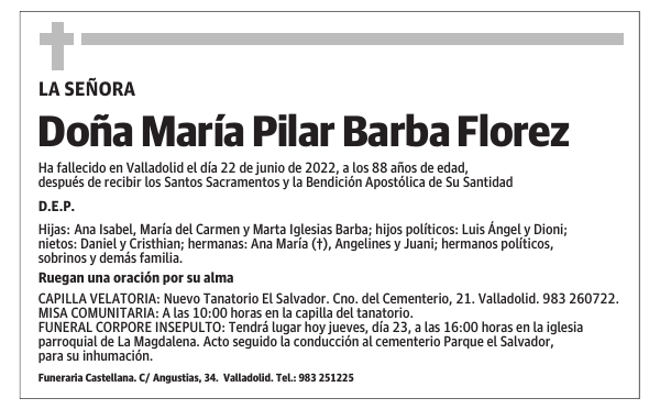 Doña María Pilar Barba Florez