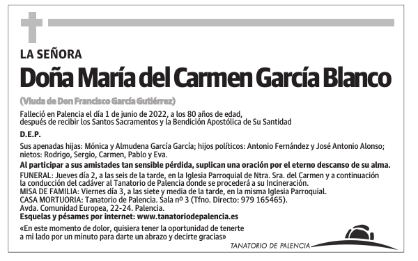 Doña María del Carmen García Blanco