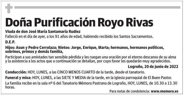 Doña  Purificación  Royo  Rivas