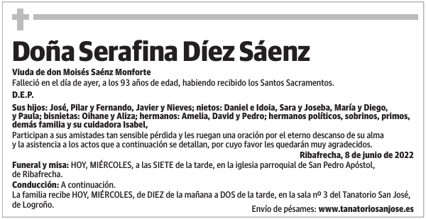 Doña  Serafina  Díez  Sáenz