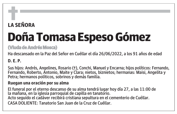 Doña Tomasa Espeso Gómez