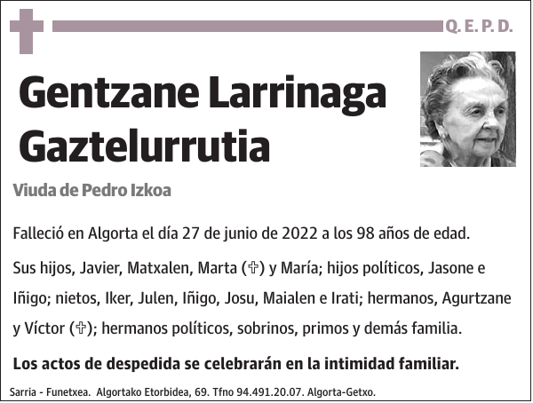Gentzane Larrinaga Gaztelurrutia