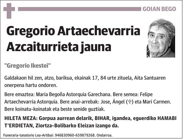 Gregorio Artaechevarria Azcaiturrieta