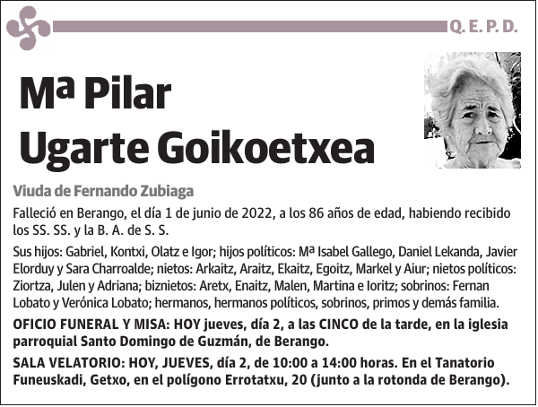 Mª Pilar Ugarte Goikoetxea