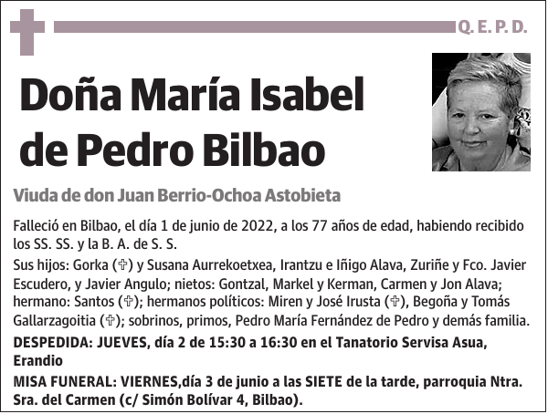 María Isabel de Pedro Bilbao