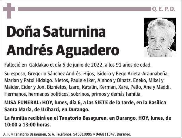 Saturnina Andrés Aguadero