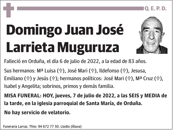Domingo Juan José Larrieta Muguruza
