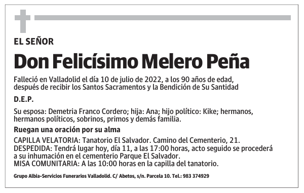 Don Felicísimo Melero Peña