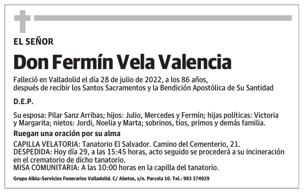 Don Fermín Vela Valencia
