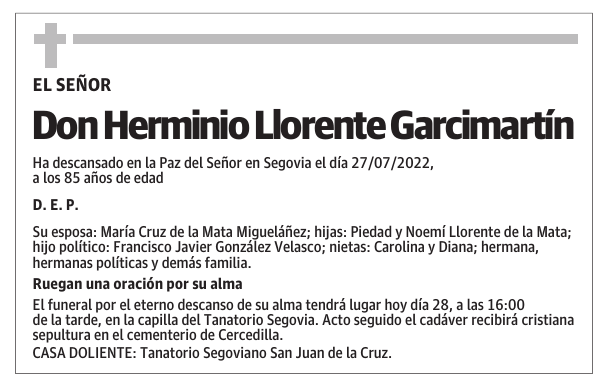 Don Herminio Llorente Garcimartín