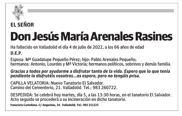 Don Jesús María Arenales Rasines